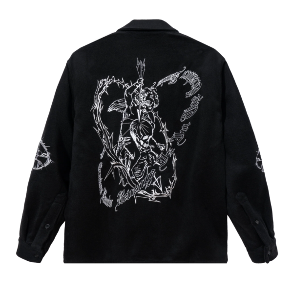 Revenge Thorn Cherub Embroidered Flannel Jacket 2