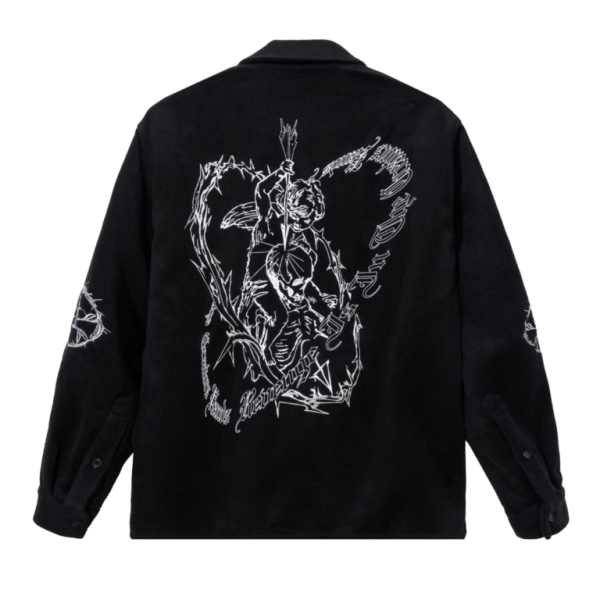 Revenge Thorn Cherub Embroidered Flannel Jacket